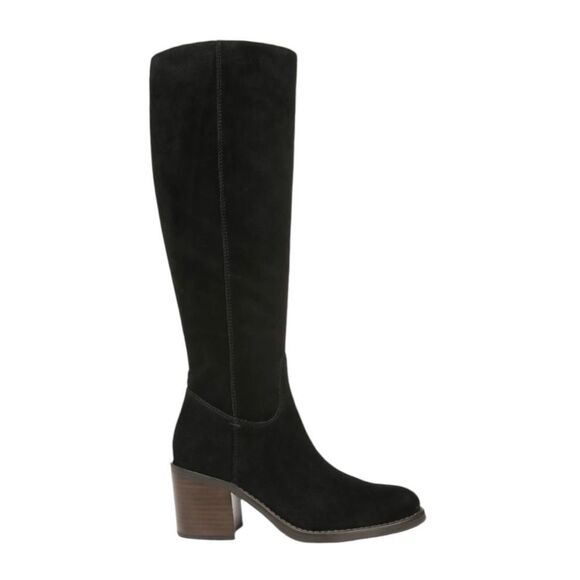 Sam Edelman Shale Knee High Boot Black Suede Block Heel Side Zip 6 - Picture 1 of 9